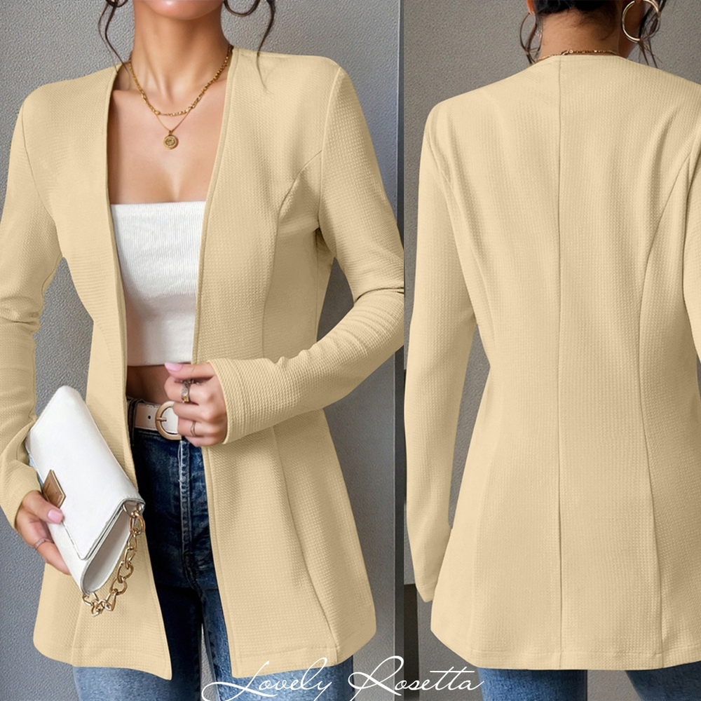 Women's Cream One Button Blazer - Picture 5 of 5